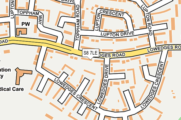 S8 7LE map - OS OpenMap – Local (Ordnance Survey)