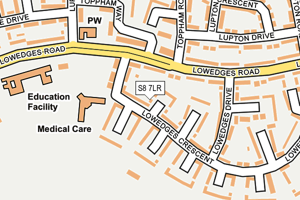 S8 7LR map - OS OpenMap – Local (Ordnance Survey)