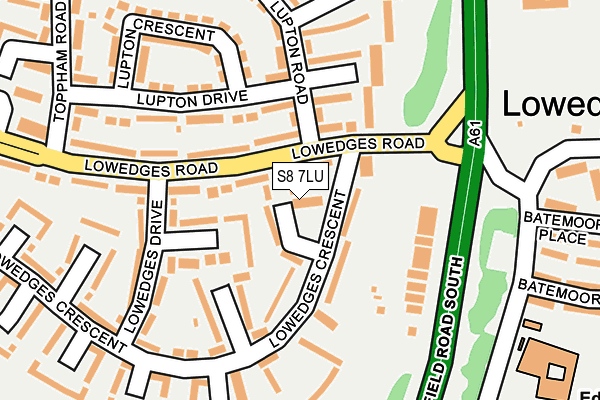 S8 7LU map - OS OpenMap – Local (Ordnance Survey)