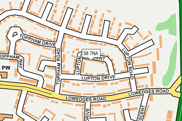 S8 7NA map - OS OpenMap – Local (Ordnance Survey)