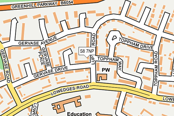 S8 7NP map - OS OpenMap – Local (Ordnance Survey)