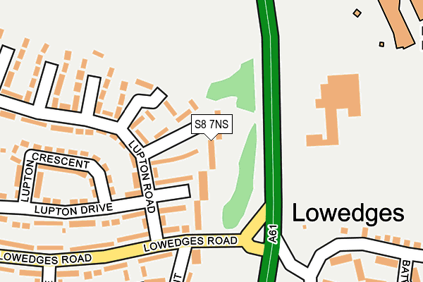 S8 7NS map - OS OpenMap – Local (Ordnance Survey)