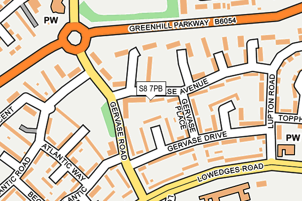 S8 7PB map - OS OpenMap – Local (Ordnance Survey)