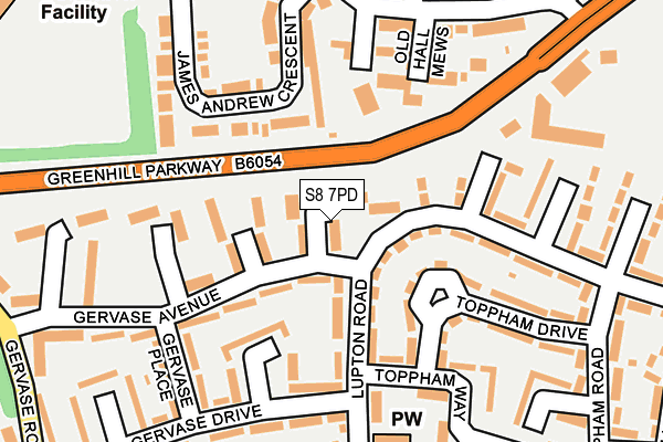 S8 7PD map - OS OpenMap – Local (Ordnance Survey)