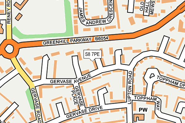 S8 7PE map - OS OpenMap – Local (Ordnance Survey)