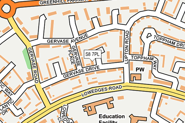 S8 7PL map - OS OpenMap – Local (Ordnance Survey)