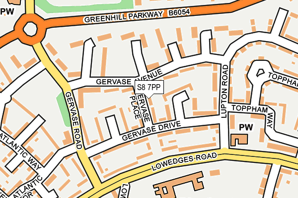 S8 7PP map - OS OpenMap – Local (Ordnance Survey)