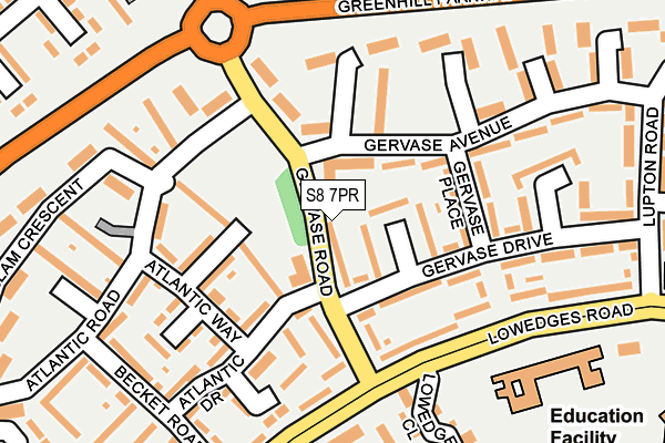 S8 7PR map - OS OpenMap – Local (Ordnance Survey)
