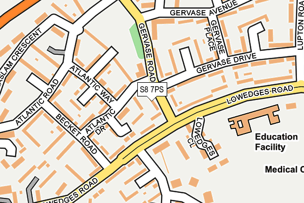 S8 7PS map - OS OpenMap – Local (Ordnance Survey)