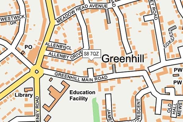 S8 7QZ map - OS OpenMap – Local (Ordnance Survey)