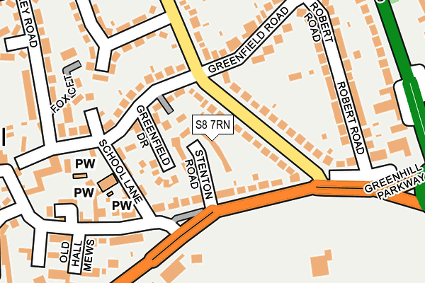 S8 7RN map - OS OpenMap – Local (Ordnance Survey)