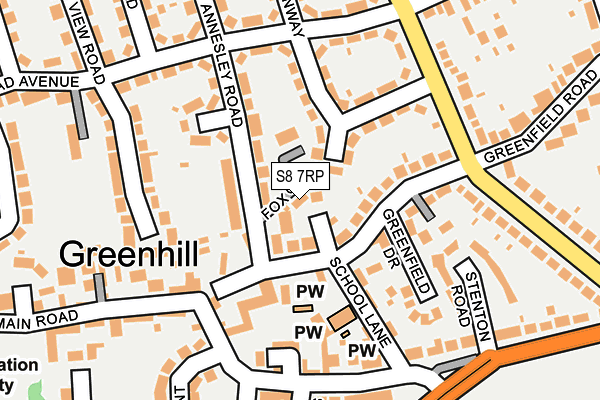 S8 7RP map - OS OpenMap – Local (Ordnance Survey)