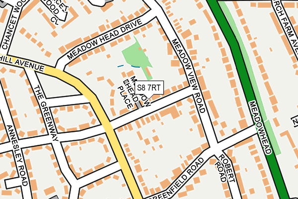 S8 7RT map - OS OpenMap – Local (Ordnance Survey)