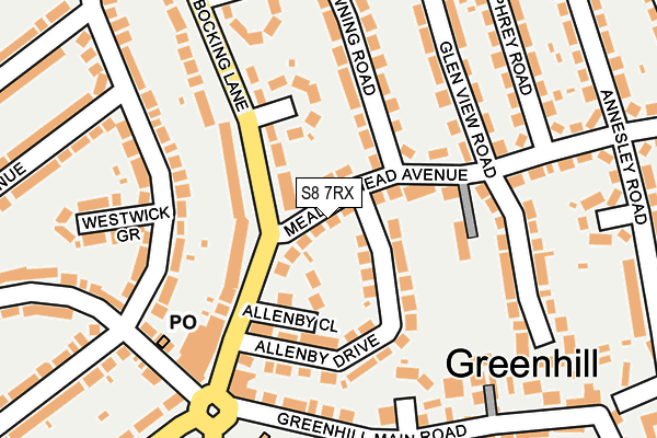 S8 7RX map - OS OpenMap – Local (Ordnance Survey)
