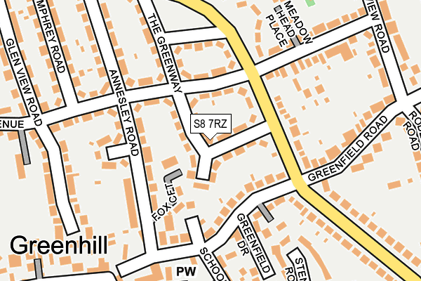 S8 7RZ map - OS OpenMap – Local (Ordnance Survey)