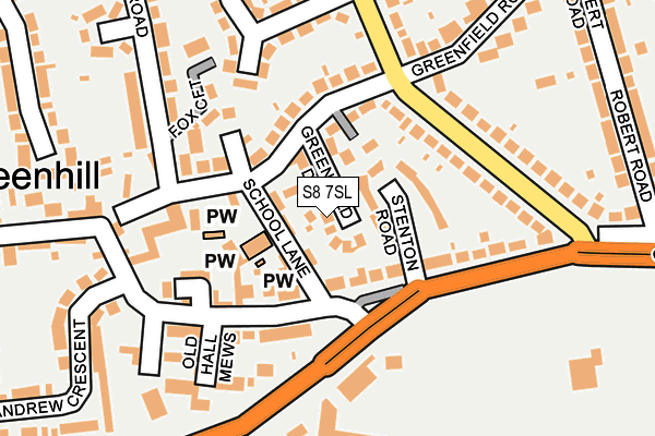 S8 7SL map - OS OpenMap – Local (Ordnance Survey)