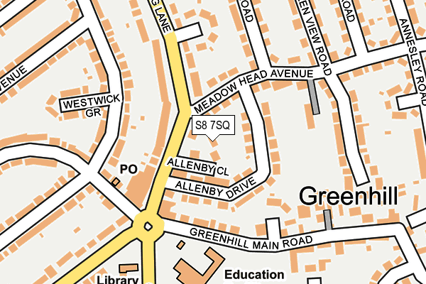 S8 7SQ map - OS OpenMap – Local (Ordnance Survey)