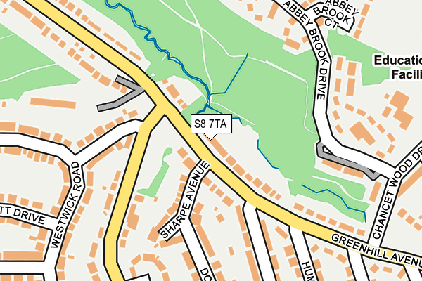 S8 7TA map - OS OpenMap – Local (Ordnance Survey)