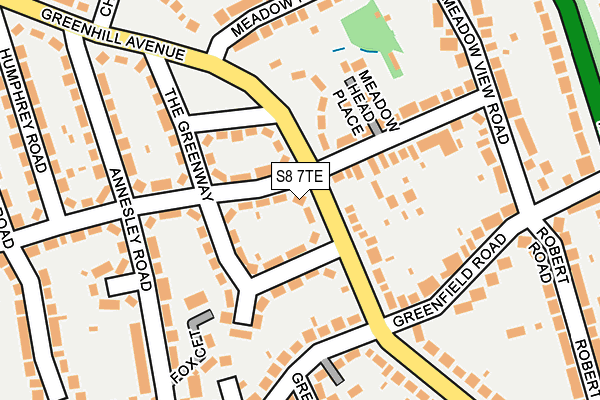 S8 7TE map - OS OpenMap – Local (Ordnance Survey)