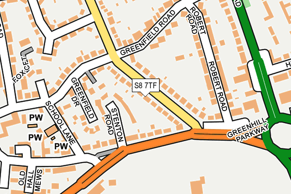 S8 7TF map - OS OpenMap – Local (Ordnance Survey)