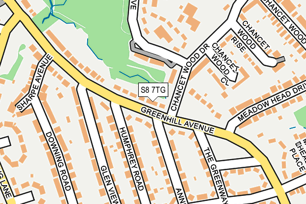 S8 7TG map - OS OpenMap – Local (Ordnance Survey)