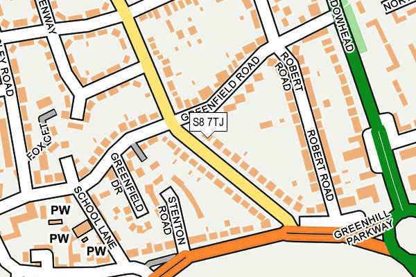 S8 7TJ map - OS OpenMap – Local (Ordnance Survey)