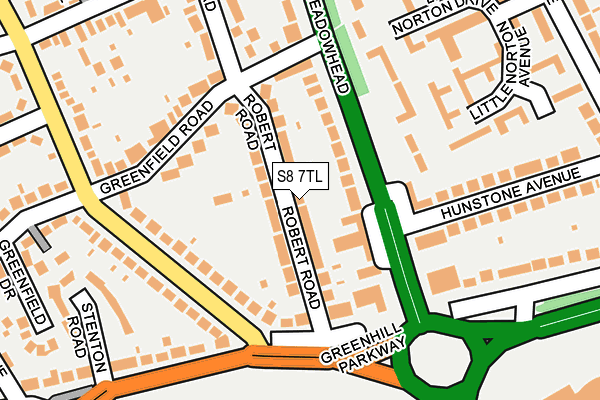 S8 7TL map - OS OpenMap – Local (Ordnance Survey)