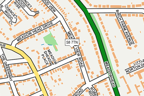 S8 7TN map - OS OpenMap – Local (Ordnance Survey)