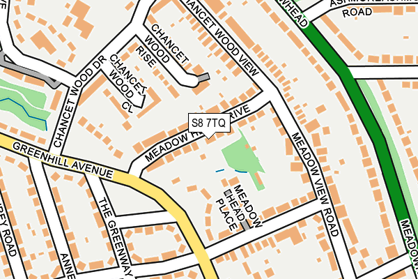S8 7TQ map - OS OpenMap – Local (Ordnance Survey)