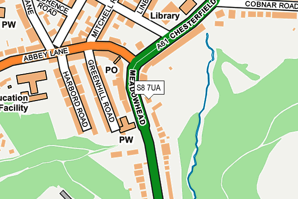 S8 7UA map - OS OpenMap – Local (Ordnance Survey)
