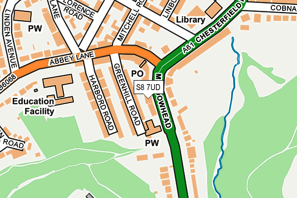 S8 7UD map - OS OpenMap – Local (Ordnance Survey)