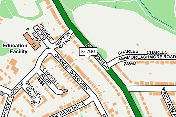 S8 7UG map - OS OpenMap – Local (Ordnance Survey)