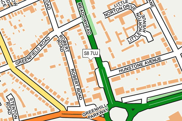 S8 7UJ map - OS OpenMap – Local (Ordnance Survey)