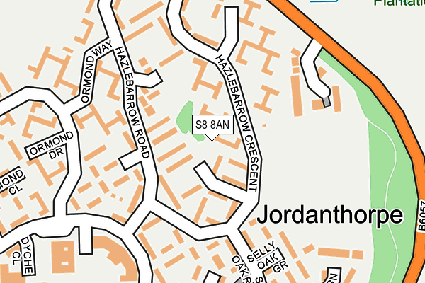 S8 8AN map - OS OpenMap – Local (Ordnance Survey)