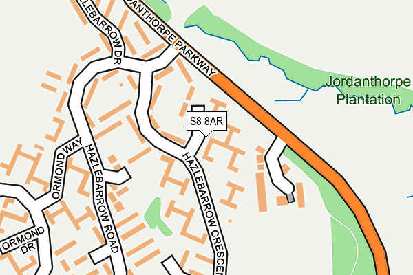 S8 8AR map - OS OpenMap – Local (Ordnance Survey)