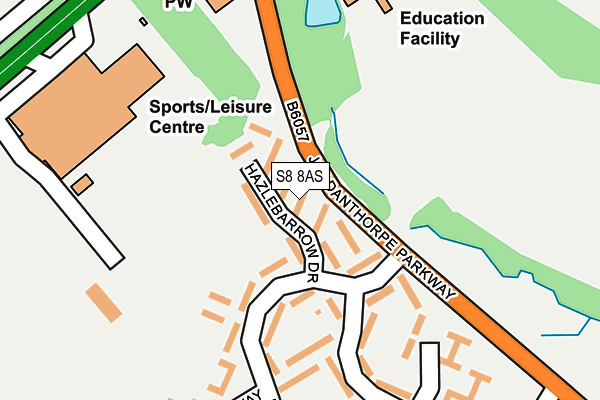 S8 8AS map - OS OpenMap – Local (Ordnance Survey)