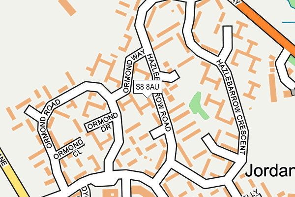 S8 8AU map - OS OpenMap – Local (Ordnance Survey)