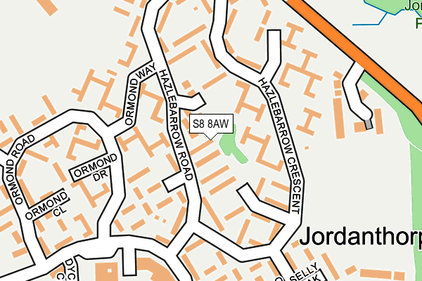 S8 8AW map - OS OpenMap – Local (Ordnance Survey)