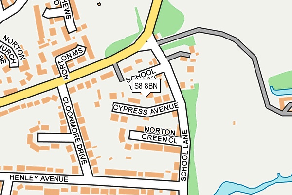 S8 8BN map - OS OpenMap – Local (Ordnance Survey)