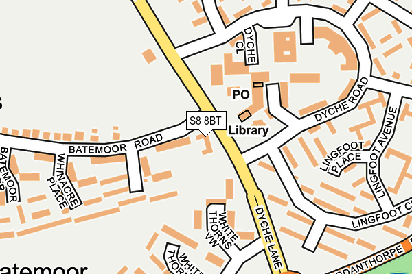 S8 8BT map - OS OpenMap – Local (Ordnance Survey)