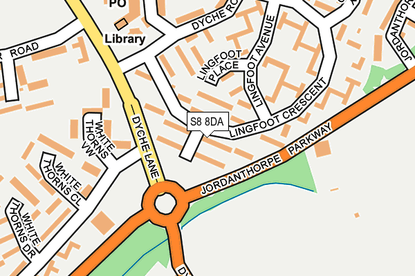 S8 8DA map - OS OpenMap – Local (Ordnance Survey)