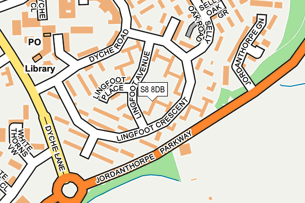 S8 8DB map - OS OpenMap – Local (Ordnance Survey)