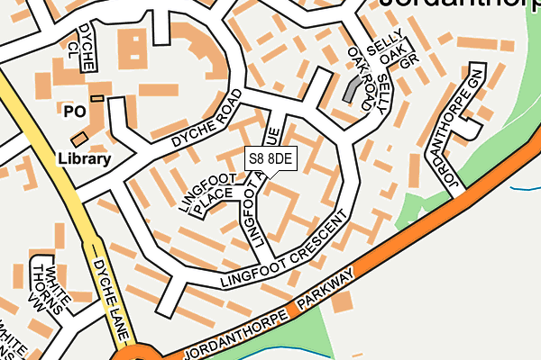S8 8DE map - OS OpenMap – Local (Ordnance Survey)