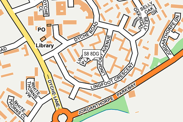 S8 8DG map - OS OpenMap – Local (Ordnance Survey)