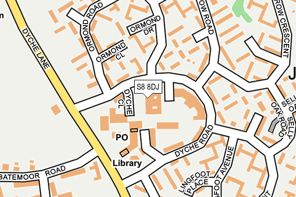 S8 8DJ map - OS OpenMap – Local (Ordnance Survey)