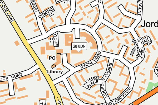 S8 8DN map - OS OpenMap – Local (Ordnance Survey)