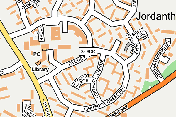 S8 8DR map - OS OpenMap – Local (Ordnance Survey)