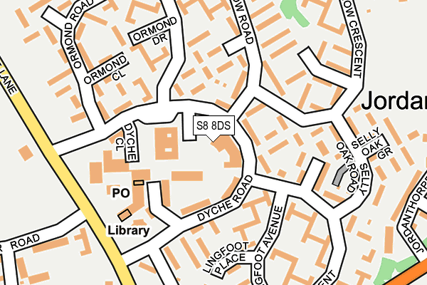 S8 8DS map - OS OpenMap – Local (Ordnance Survey)