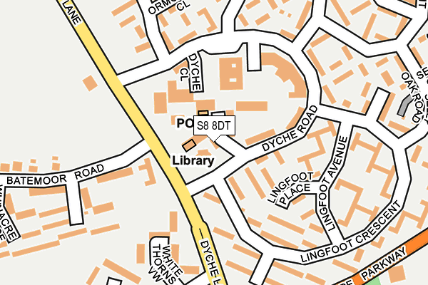 S8 8DT map - OS OpenMap – Local (Ordnance Survey)