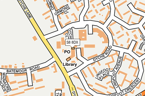 S8 8DX map - OS OpenMap – Local (Ordnance Survey)